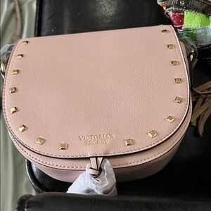 Victoria's Secret Blush Pink Crossbody Bag with Gold Studs